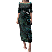 Aotearoa Personalized Lawn Bowls Maori Family Matching Puletasi and Hawaiian Shirt New Zealand Paua Shell Tribal Silver Fern LT7 Mom's Dress Green - Polynesian Pride