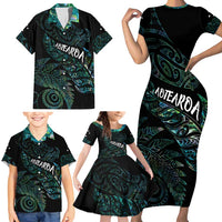 Aotearoa Personalized Lawn Bowls Maori Family Matching Short Sleeve Bodycon Dress and Hawaiian Shirt New Zealand Paua Shell Tribal Silver Fern LT7 - Polynesian Pride