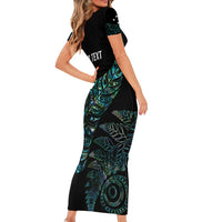 Aotearoa Personalized Lawn Bowls Maori Family Matching Short Sleeve Bodycon Dress and Hawaiian Shirt New Zealand Paua Shell Tribal Silver Fern LT7 - Polynesian Pride