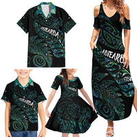 Aotearoa Personalized Lawn Bowls Maori Family Matching Summer Maxi Dress and Hawaiian Shirt New Zealand Paua Shell Tribal Silver Fern LT7 - Polynesian Pride