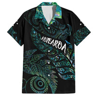 Aotearoa Personalized Lawn Bowls Maori Family Matching Tank Maxi Dress and Hawaiian Shirt New Zealand Paua Shell Tribal Silver Fern LT7 Dad's Shirt - Short Sleeve Green - Polynesian Pride