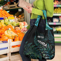 Aotearoa Personalized Lawn Bowls Maori Grocery Bag New Zealand Paua Shell Tribal Silver Fern - Polynesian Pride