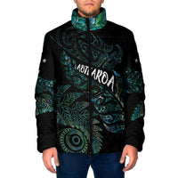 Aotearoa Personalized Lawn Bowls Maori Padded Jacket New Zealand Paua Shell Tribal Silver Fern - Polynesian Pride
