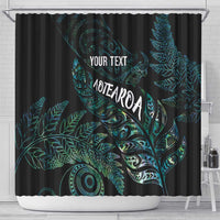 Aotearoa Personalized Lawn Bowls Maori Shower Curtain New Zealand Paua Shell Tribal Silver Fern - Polynesian Pride