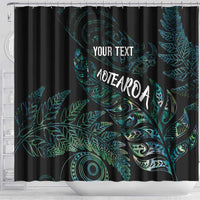 Aotearoa Personalized Lawn Bowls Maori Shower Curtain New Zealand Paua Shell Tribal Silver Fern - Polynesian Pride