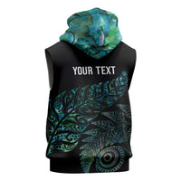 Aotearoa Personalized Lawn Bowls Maori Sleeveless Zip Hoodie New Zealand Paua Shell Tribal Silver Fern - Polynesian Pride