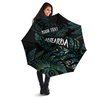 Aotearoa Personalized Lawn Bowls Maori Umbrella New Zealand Paua Shell Tribal Silver Fern - Polynesian Pride