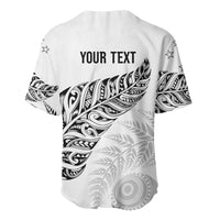 Aotearoa Personalized Lawn Bowls Maori Baseball Jersey New Zealand White Tribal Silver Fern LT7 - Polynesian Pride