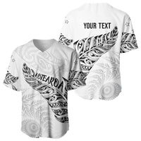 Aotearoa Personalized Lawn Bowls Maori Baseball Jersey New Zealand White Tribal Silver Fern LT7 - Polynesian Pride