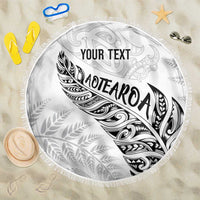 Aotearoa Personalized Lawn Bowls Maori Beach Blanket New Zealand White Tribal Silver Fern - Polynesian Pride