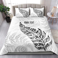 Aotearoa Personalized Lawn Bowls Maori Bedding Set New Zealand White Tribal Silver Fern - Polynesian Pride