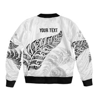 Aotearoa Personalized Lawn Bowls Maori Bomber Jacket New Zealand White Tribal Silver Fern - Polynesian Pride