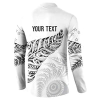 Aotearoa Personalized Lawn Bowls Maori Button Sweatshirt New Zealand White Tribal Silver Fern - Polynesian Pride