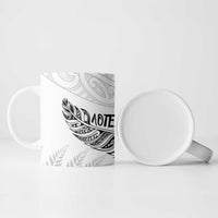 Aotearoa Personalized Lawn Bowls Maori Ceramic Mug New Zealand White Tribal Silver Fern - Polynesian Pride
