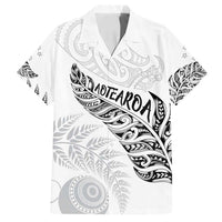 Aotearoa Personalized Lawn Bowls Maori Family Matching Off Shoulder Maxi Dress and Hawaiian Shirt New Zealand White Tribal Silver Fern LT7 Dad's Shirt - Short Sleeve White - Polynesian Pride
