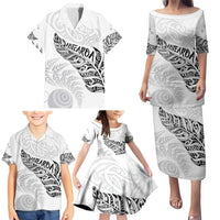 Aotearoa Personalized Lawn Bowls Maori Family Matching Puletasi and Hawaiian Shirt New Zealand White Tribal Silver Fern LT7 - Polynesian Pride
