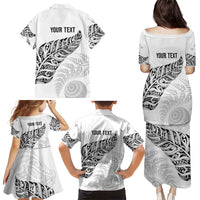 Aotearoa Personalized Lawn Bowls Maori Family Matching Puletasi and Hawaiian Shirt New Zealand White Tribal Silver Fern LT7 - Polynesian Pride