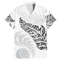 Aotearoa Personalized Lawn Bowls Maori Family Matching Puletasi and Hawaiian Shirt New Zealand White Tribal Silver Fern LT7 Dad's Shirt - Short Sleeve White - Polynesian Pride