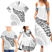 Aotearoa Personalized Lawn Bowls Maori Family Matching Summer Maxi Dress and Hawaiian Shirt New Zealand White Tribal Silver Fern LT7 - Polynesian Pride