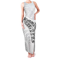 Aotearoa Personalized Lawn Bowls Maori Family Matching Tank Maxi Dress and Hawaiian Shirt New Zealand White Tribal Silver Fern - Polynesian Pride