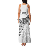 Aotearoa Personalized Lawn Bowls Maori Family Matching Tank Maxi Dress and Hawaiian Shirt New Zealand White Tribal Silver Fern LT7 - Polynesian Pride