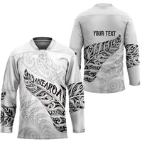 Aotearoa Personalized Lawn Bowls Maori Hockey Jersey New Zealand White Tribal Silver Fern LT7 - Polynesian Pride