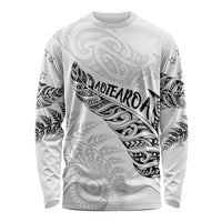 Aotearoa Personalized Lawn Bowls Maori Long Sleeve Shirt New Zealand White Tribal Silver Fern - Polynesian Pride