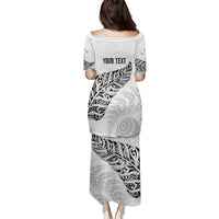 Aotearoa Personalized Lawn Bowls Maori Puletasi New Zealand White Tribal Silver Fern LT7 - Polynesian Pride