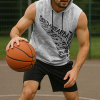 Aotearoa Personalized Lawn Bowls Maori Sleeveless Hoodie New Zealand White Tribal Silver Fern - Polynesian Pride