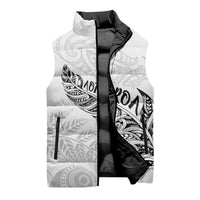 Aotearoa Personalized Lawn Bowls Maori Sleeveless Puffer Jacket New Zealand White Tribal Silver Fern - Polynesian Pride