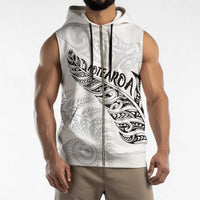 Aotearoa Personalized Lawn Bowls Maori Sleeveless Zip Hoodie New Zealand White Tribal Silver Fern - Polynesian Pride