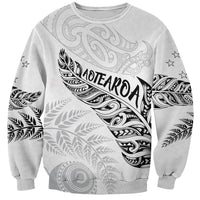 Aotearoa Personalized Lawn Bowls Maori Sweatshirt New Zealand White Tribal Silver Fern - Polynesian Pride