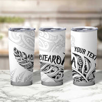 Aotearoa Personalized Lawn Bowls Maori Tumbler Cup New Zealand White Tribal Silver Fern - Polynesian Pride