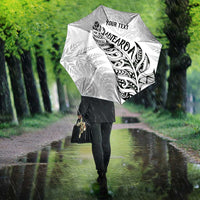 Aotearoa Personalized Lawn Bowls Maori Umbrella New Zealand White Tribal Silver Fern - Polynesian Pride