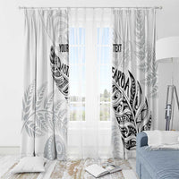 Aotearoa Personalized Lawn Bowls Maori Window Curtain New Zealand White Tribal Silver Fern - Polynesian Pride