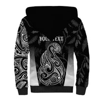 Personalised Maori Waitangi Sherpa Hoodie New Zealand Silver Fern Mix Kowhai Flowers LT7 - Polynesian Pride