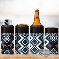 Personalised Taniko Motifs Aotearoa 4 in 1 Can Cooler Tumbler Waitangi Kowhaiwhai Kiwi - Blue LT7 - Polynesian Pride