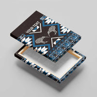 Personalised Taniko Motifs Aotearoa Canvas Wall Art Waitangi Kowhaiwhai Kiwi - Blue