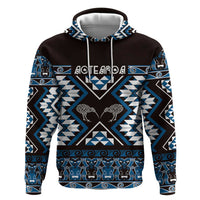 Personalised Taniko Motifs Aotearoa Hoodie Waitangi Kowhaiwhai Kiwi - Blue