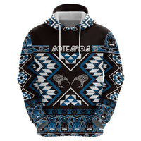 Personalised Taniko Motifs Aotearoa Hoodie Waitangi Kowhaiwhai Kiwi - Blue
