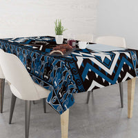 Personalised Taniko Motifs Aotearoa Tablecloth Waitangi Kowhaiwhai Kiwi - Blue