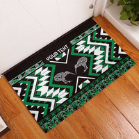 Personalised Taniko Motifs Aotearoa Rubber Doormat Waitangi Kowhaiwhai Kiwi - Green
