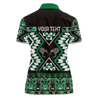 Personalised Taniko Motifs Aotearoa Women Polo Shirt Waitangi Kowhaiwhai Kiwi - Green