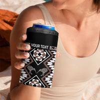 Personalised Taniko Motifs Aotearoa 4 in 1 Can Cooler Tumbler Waitangi Kowhaiwhai Kiwi - Mocha LT7 - Polynesian Pride