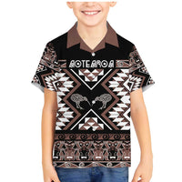 Personalised Taniko Motifs Aotearoa Family Matching Mermaid Dress and Hawaiian Shirt Waitangi Kowhaiwhai Kiwi - Mocha