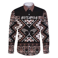 Personalised Taniko Motifs Aotearoa Family Matching Summer Maxi Dress and Hawaiian Shirt Waitangi Kowhaiwhai Kiwi - Mocha