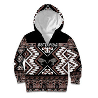 Personalised Taniko Motifs Aotearoa Kid Hoodie Waitangi Kowhaiwhai Kiwi - Mocha