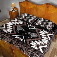 Personalised Taniko Motifs Aotearoa Quilt Bed Set Waitangi Kowhaiwhai Kiwi - Mocha