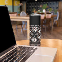 Personalised Taniko Motifs Aotearoa Skinny Tumbler Waitangi Kowhaiwhai Kiwi - Mocha LT7 - Polynesian Pride