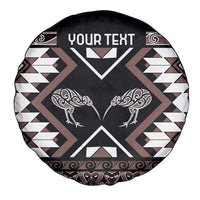 Personalised Taniko Motifs Aotearoa Spare Tire Cover Waitangi Kowhaiwhai Kiwi - Mocha